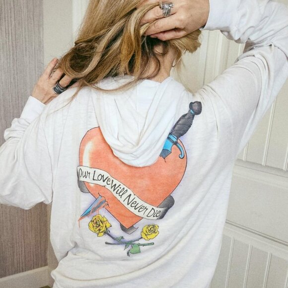 ULTRA RARE Krokus Metal Band LS Hoodie 1985 VTG Womens M Double-Sided Cotton - Picture 12 of 16